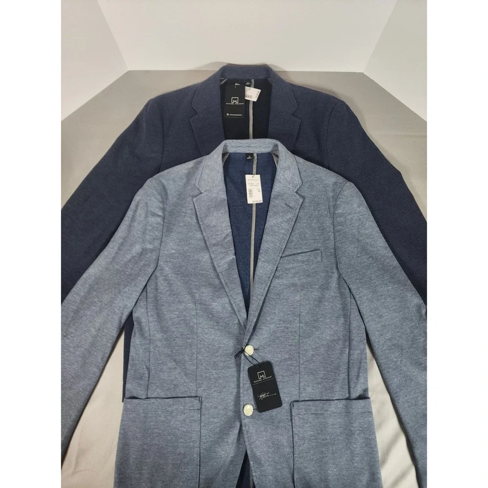 NWT Lot Michael Strahan Mens Modern Fit Knit Sport Coat Blazer Blue Grey Navy M